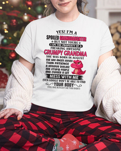 AUGUST - YES, I'M A SPOILED GRANDDAUGHTER - GIFT FROM GRANDMA - ntnt08 (SKU09-96-08)