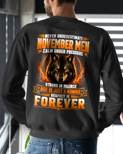 November Men Wolf Shirt – Calm Under Pressure, Respect Is Forever T-Shirt - From Boy - NTNT11 - (SKU2609-59-11)