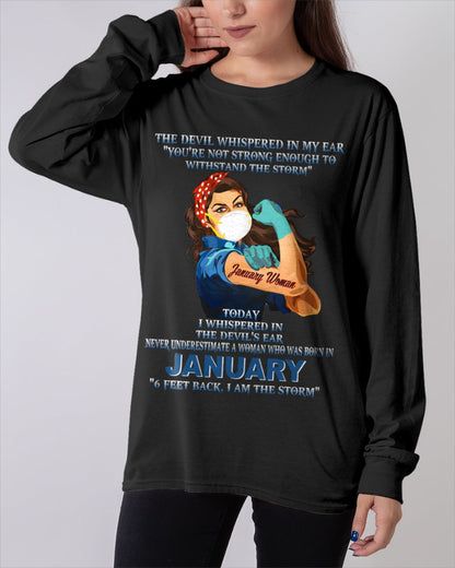 Never Underestimate A Woman Born In January – January Woman “I Am The Storm” - FMA / ntnt01 (SKU12-322-01)