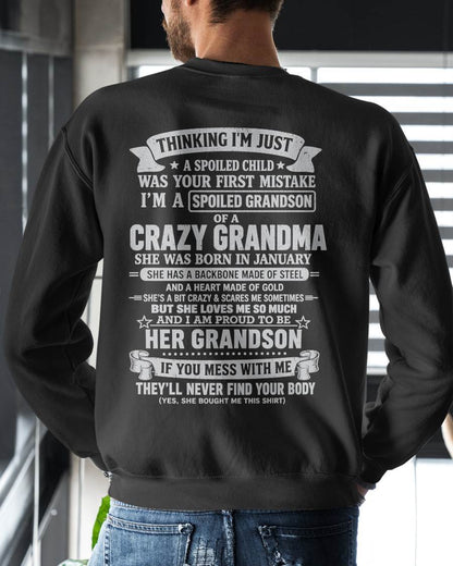 January Shirt, i'm a spoiled grandson, gift from granma for grandson-duck01 (SKU2607-06-01)