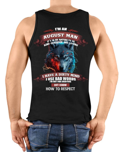 AUGUST - KNOW HOW TO RESPECT - BIRTHDAY T-SHIRT FOR MEN - ntnt08 / male (SKU12-162-08)
