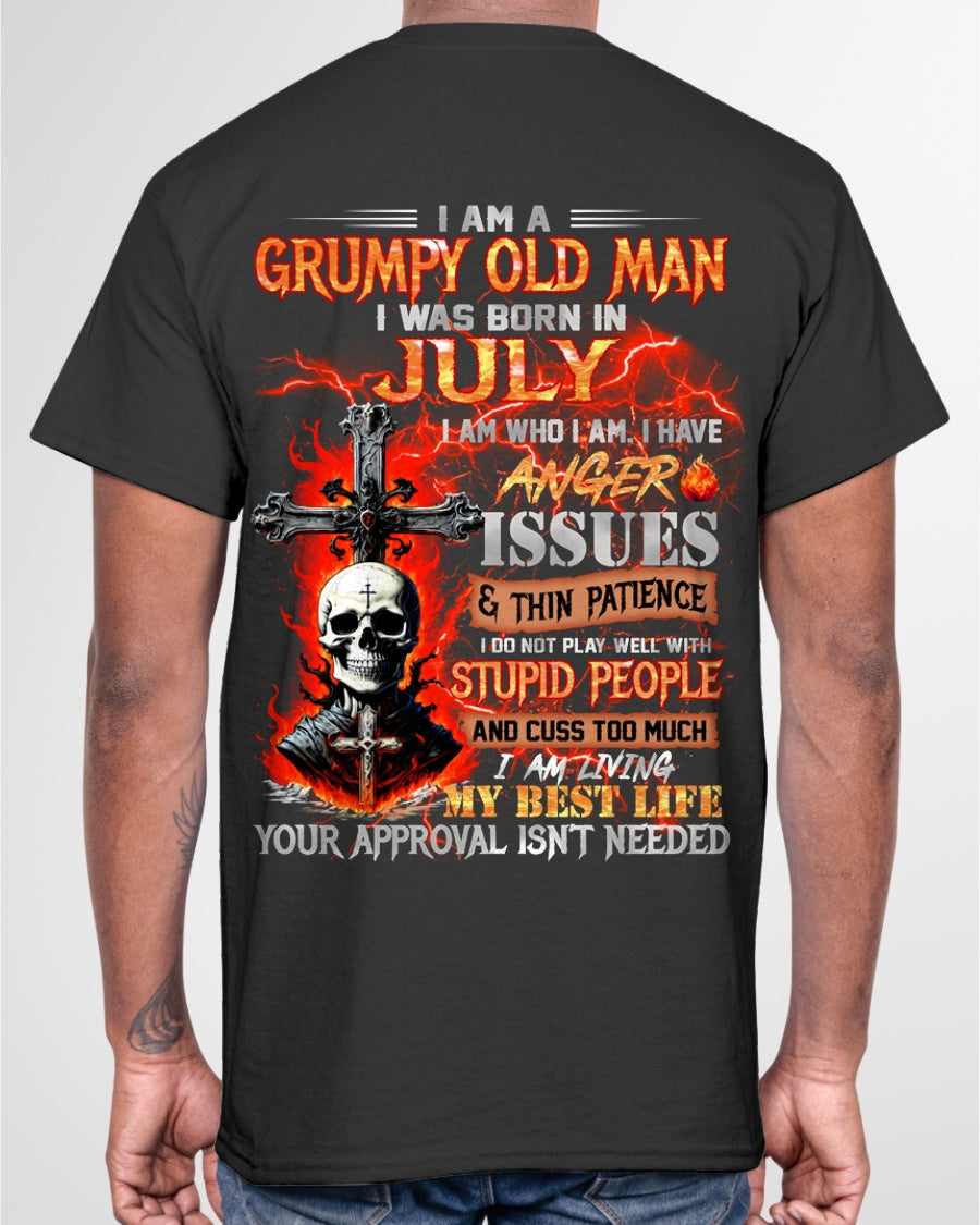 JULY - GRUMPY OLD MAN T-SHIRT - FUNNY SKULL ANGER ISSUES TEE - PERFECT GIFT FOR MEN ntnt07 / male (SKU12-319-07)