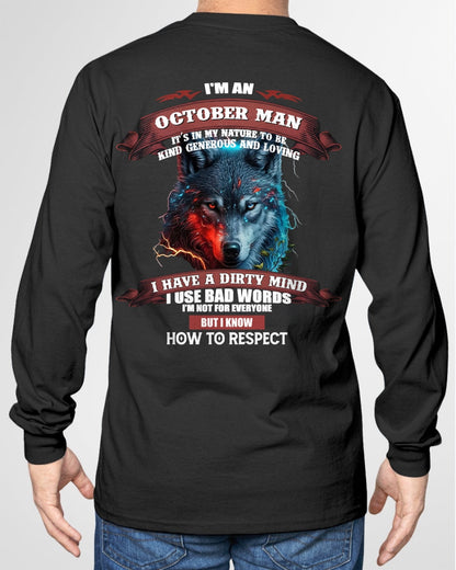 OCTOBER - KNOW HOW TO RESPECT - BIRTHDAY T-SHIRT FOR MEN - ntnt10 / male (SKU12-162-10)