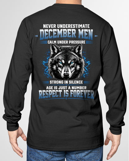 December Men Wolf Shirt – Calm Under Pressure, Respect Is Forever T-Shirt - From Boy - NTNT12 - (SKU2608-475-12)
