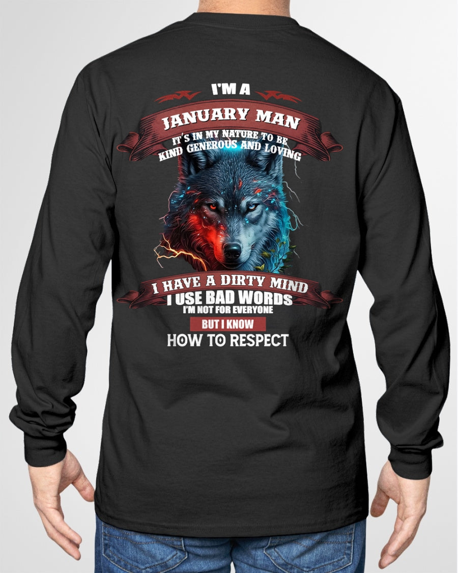 JANUARY - KNOW HOW TO RESPECT - BIRTHDAY T-SHIRT FOR MEN - ntnt01 / male (SKU12-162-01)