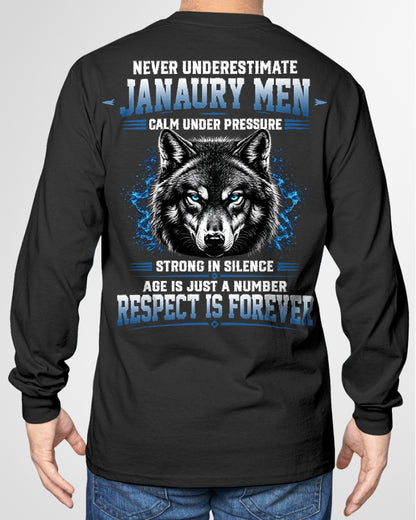 January Men Wolf Shirt – Calm Under Pressure, Respect Is Forever T-Shirt - From Boy - NTNT01 - (SKU2608-475-01)