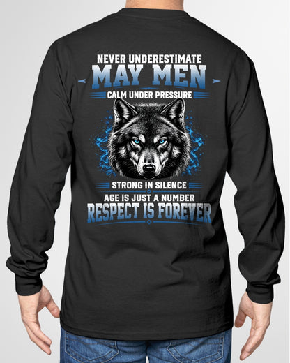 May Men Wolf Shirt – Calm Under Pressure, Respect Is Forever T-Shirt - From Boy - NTNT05 - (SKU2608-475-05)