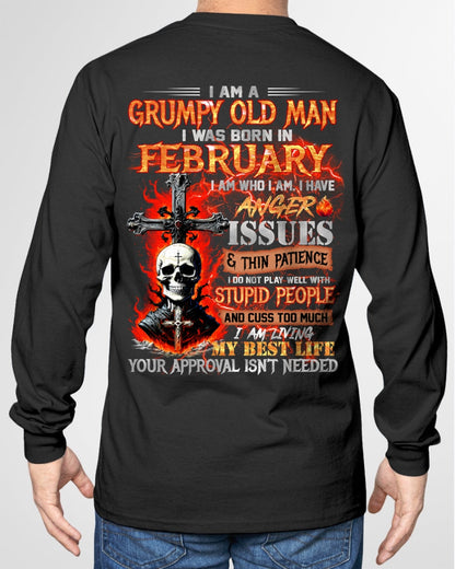 FEBRUARY - GRUMPY OLD MAN T-SHIRT - FUNNY SKULL ANGER ISSUES TEE - PERFECT GIFT FOR MEN ntnt02 / male (SKU12-319-02)