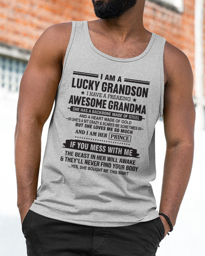 I Am A Lucky Grandson T-Shirt – Birthday Gift From Grandma / Woman - ntnt00 (SKU11-29-00)
