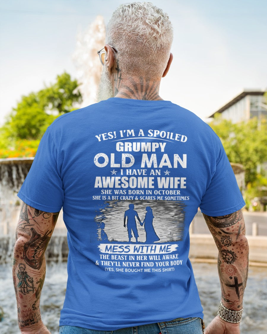 Awesome wife was born October - Gift for boyfriend, Gift for husband from wife - Perfect gift for your husband - ntnt10 (SKU10-79-10)