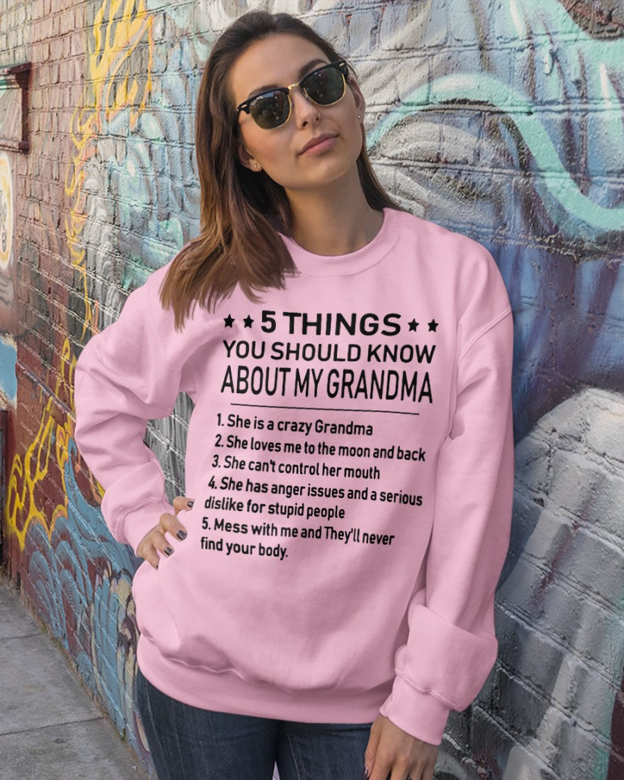 5 THINGS  YOU SHOULD KNOW ABOUT MY GRANDMA - Gift for granddaughter ntnt00 (SKU10-18)