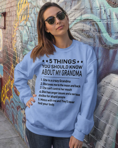 5 THINGS  YOU SHOULD KNOW ABOUT MY GRANDMA - Gift for granddaughter ntnt00 (SKU10-18)