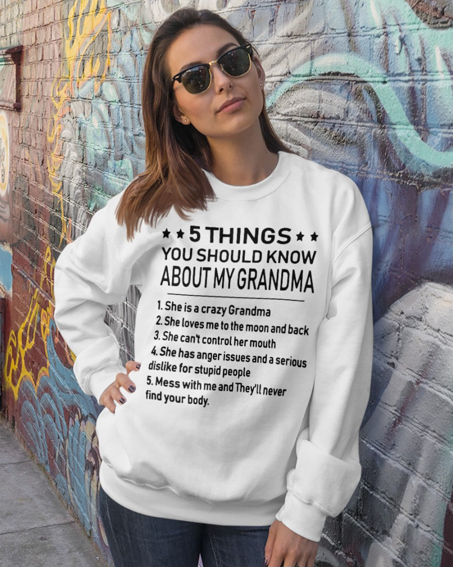 5 THINGS  YOU SHOULD KNOW ABOUT MY GRANDMA - Gift for granddaughter ntnt00 (SKU10-18)