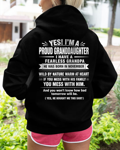 Yes, I'm A Proud Granddaughter Of A November From Grandpa - NTNT11 - (SKU2608-422-11)