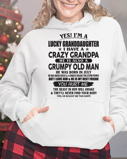 JULY - LUCKY GRANDDAUGHTER OF CRAZY GRANDPA - PERFECT GIFT FOR YOUR GRANDDAUGHTER FROM GRANDPA - ntnt07 (SKU10-150-07)