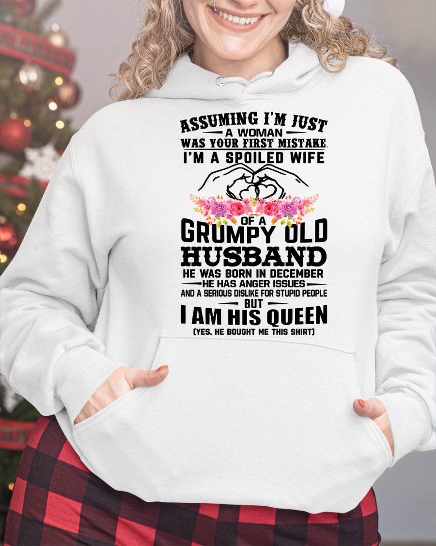 December - Spoiled Wife T-Shirt – Grumpy Old Husband Funny Tee - Perfect Gift From Husband - ntnt12 (SKU11-101-12)