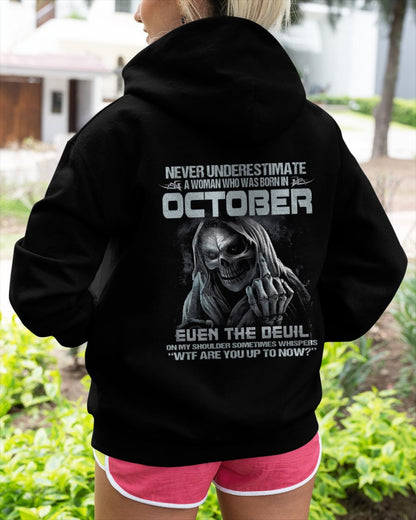 Never Underestimate A Woman Who Was Born In October – T-Shirt For Woman – ntnt10 (SKU09-13-10)