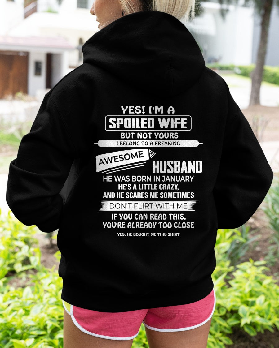 January Spoiled Wife Shirt - I Belong to a Freaking Awesome January Husband - From Husband - NTNT01 - (SKU2608-62-01)