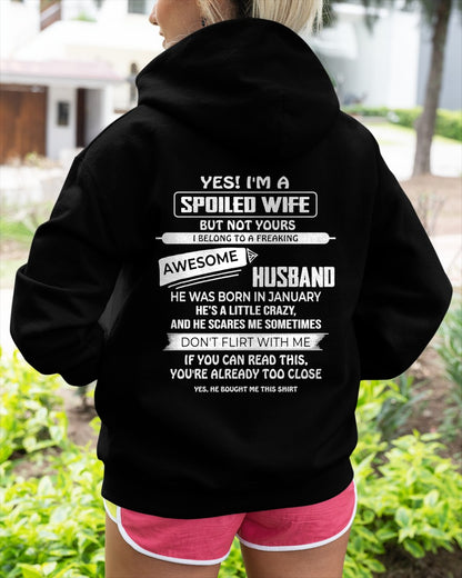 January Spoiled Wife Shirt - I Belong to a Freaking Awesome January Husband - From Husband - NTNT01 - (SKU2608-62-01)