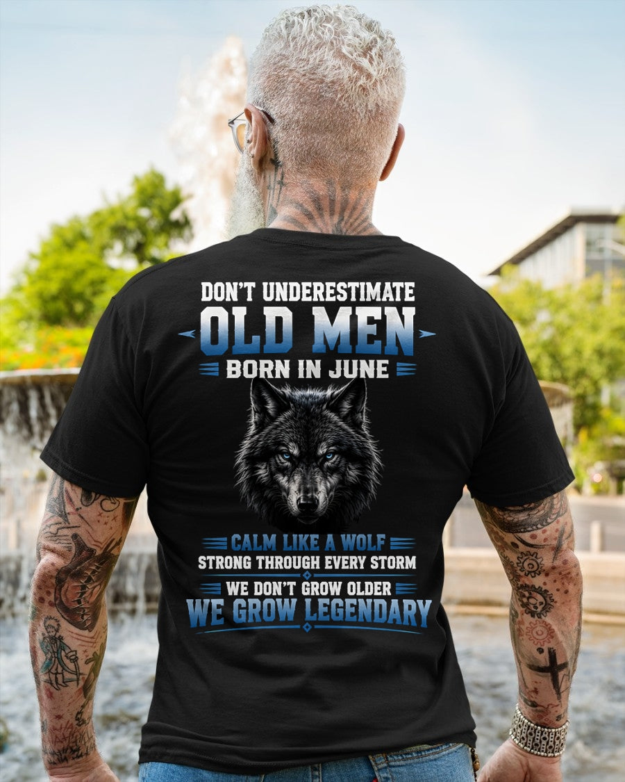 June Old Men Wolf Shirt – Calm Like a Wolf, We Grow Legendary T-Shirt - From Boy - NTNT06 - (SKU2608-380-06)