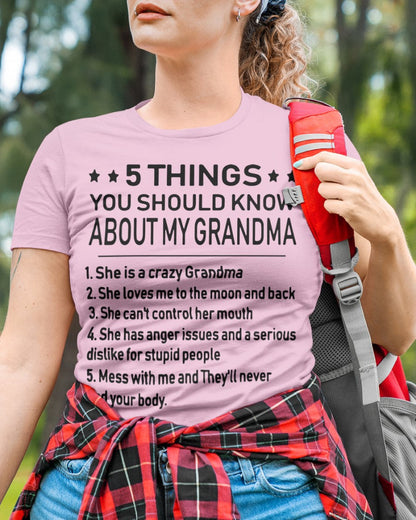 5 THINGS  YOU SHOULD KNOW ABOUT MY GRANDMA - Gift for granddaughter ntnt00 (SKU10-18)