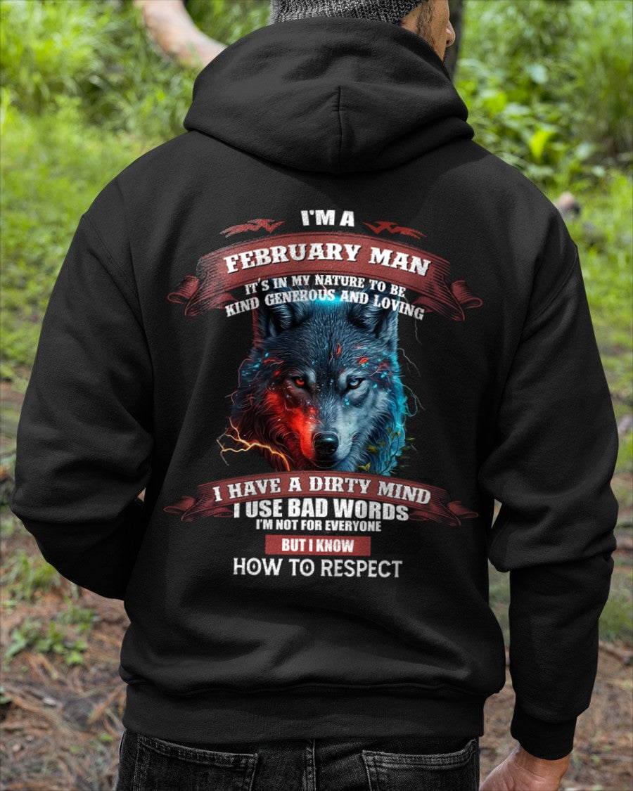 FEBRUARY - KNOW HOW TO RESPECT - BIRTHDAY T-SHIRT FOR MEN - ntnt02 / male (SKU12-162-02)