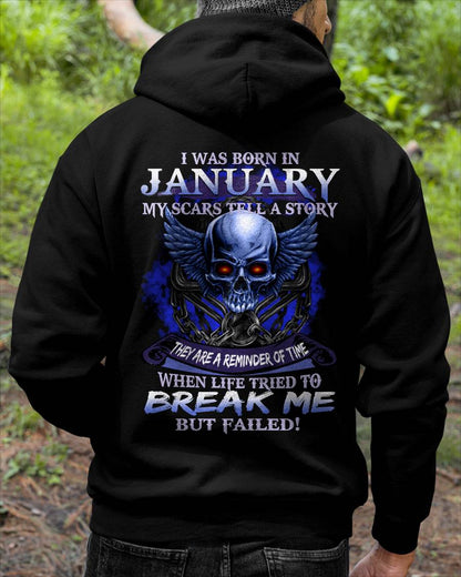 I WAS BORN IN JANUARY MY SCARS TELL A STORY - T-SHIRT FOR MAN - ntnt01 (SKU08-68-01)