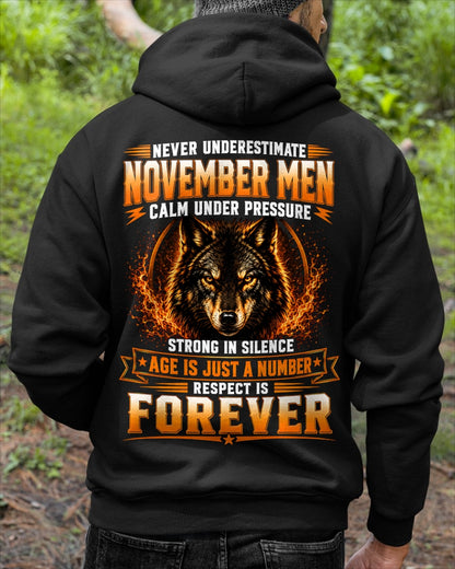 November Men Wolf Shirt – Calm Under Pressure, Respect Is Forever T-Shirt - From Boy - NTNT11 - (SKU2609-59-11)