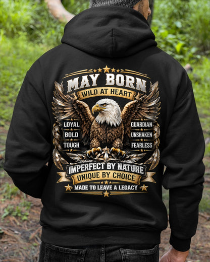 May Men Eagle Shirt – Wild At Heart Fearless Guardian T-Shirt, Born In May Gift for Men - From Boy - NTNT05 - (SKU2609-218-05)