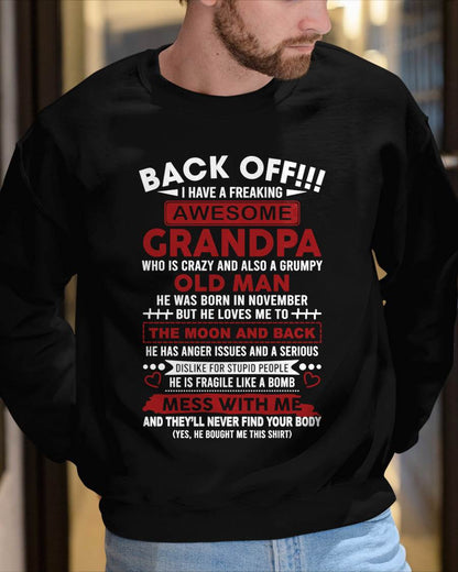 November – Back Off!!! I Have A Freaking Awesome Grandpa – Gift For Grandson And Granddaughter From Grandpa – ntnt11 (SKU10-153-11)