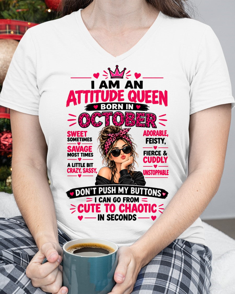 October Woman Shirt – Attitude Queen Sassy Girl T-Shirt, Funny Birthday Gift - FROM GIRL - NTNT10 - (SKU2609-177-10)