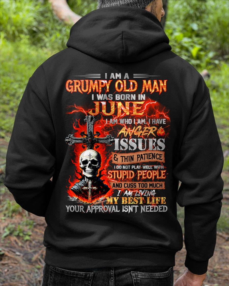JUNE - GRUMPY OLD MAN T-SHIRT - FUNNY SKULL ANGER ISSUES TEE - PERFECT GIFT FOR MEN ntnt06 / male (SKU12-319-06)