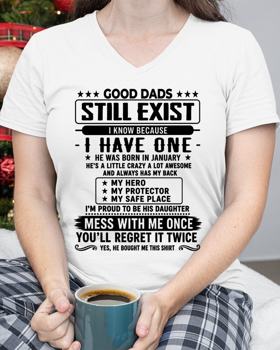 Good Dad Shirt - January Dad My Hero My Protector - From Dad - NTNT01 - (SKU2608-124-01)