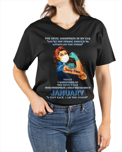 Never Underestimate A Woman Born In January – January Woman “I Am The Storm” - FMA / ntnt01 (SKU12-322-01)
