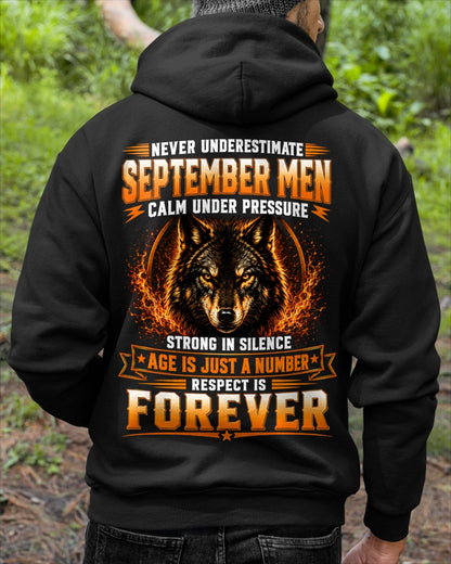 September Men Wolf Shirt – Calm Under Pressure, Respect Is Forever T-Shirt - From Boy - NTNT09 - (SKU2609-59-09)