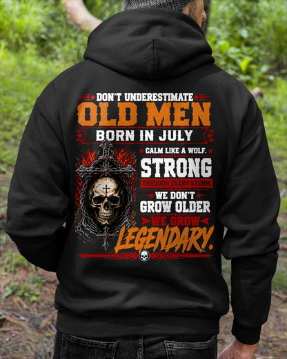 July Old Men Wolf Shirt – Calm Like a Wolf, We Grow Legendary T-Shirt - From Boy - NTNT07 - (SKU2608-630-07)