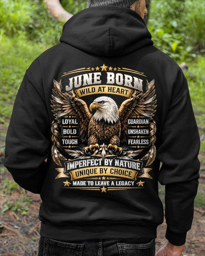 June Men Eagle Shirt – Wild At Heart Fearless Guardian T-Shirt, Born In June Gift for Men - From Boy - NTNT06 - (SKU2609-218-06)