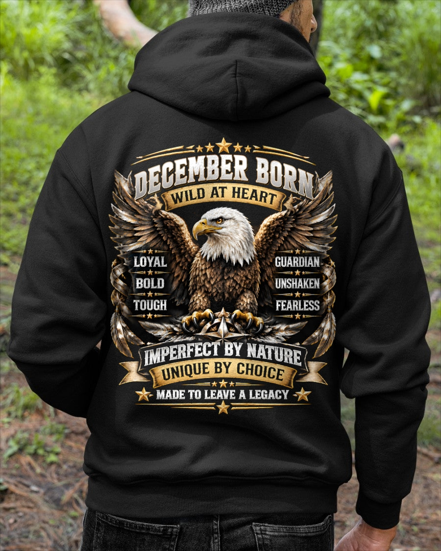 December Men Eagle Shirt – Wild At Heart Fearless Guardian T-Shirt, Born In December Gift for Men - From Boy - NTNT12 - (SKU2609-218-12)