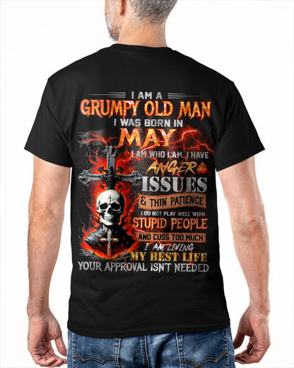 MAY - GRUMPY OLD MAN T-SHIRT - FUNNY SKULL ANGER ISSUES TEE - PERFECT GIFT FOR MEN ntnt05 / male (SKU12-319-05)