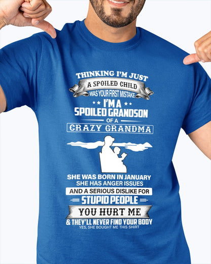 Spoiled by Grandma Shirt January Edition – From Grandma to Grandson ntnt01 (SKU-GMS2-01)