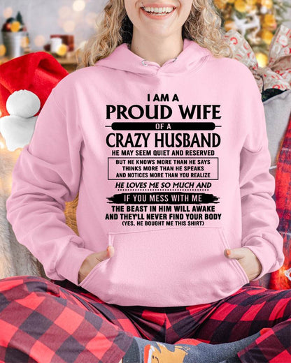 I Am A Proud Wife Of A Crazy Husband – Gift For Wife From Husband – ntnt00 (SKU26T-01-64-00)