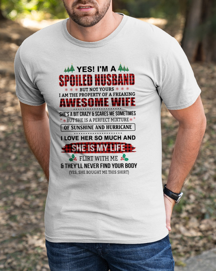 SPOILED HUSBAND OF AWESOME WIFE - PERFECT CHRISTMAS GIFT FROM WIFE - ntnt00