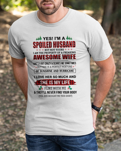 SPOILED HUSBAND OF AWESOME WIFE - PERFECT CHRISTMAS GIFT FROM WIFE - ntnt00