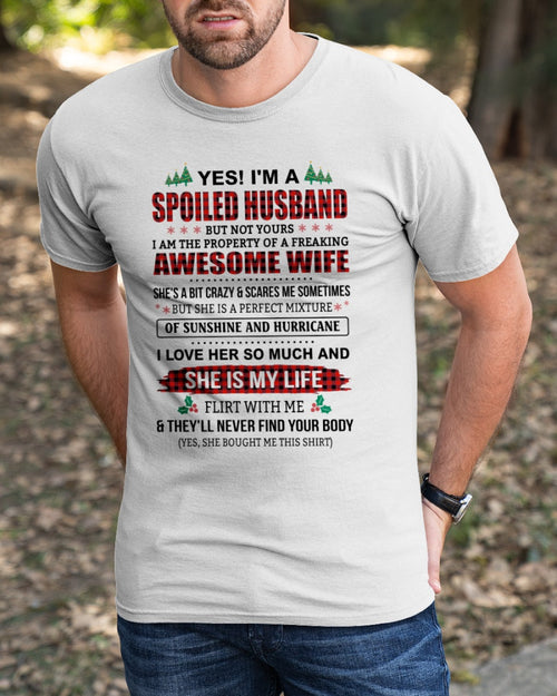 SPOILED HUSBAND OF AWESOME WIFE - PERFECT CHRISTMAS GIFT FROM WIFE - ntnt00