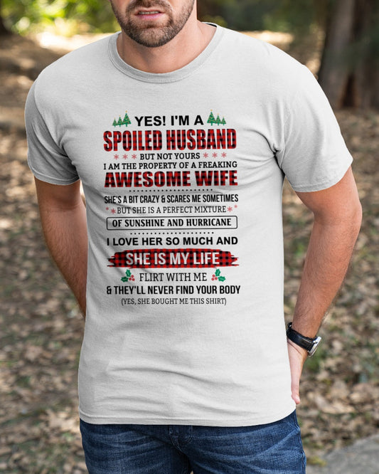 SPOILED HUSBAND OF AWESOME WIFE - PERFECT CHRISTMAS GIFT FROM WIFE - ntnt00
