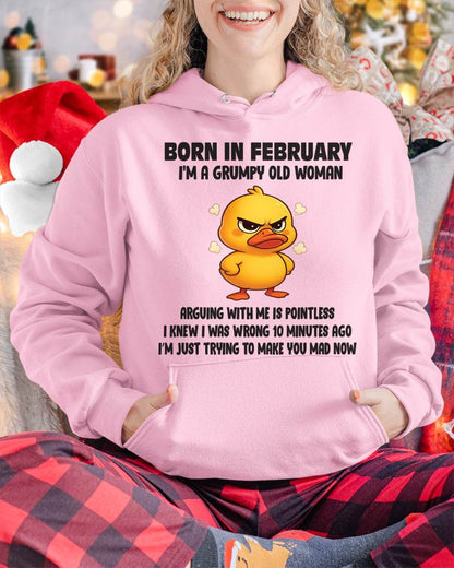 Born In February I'm A Grumpy Old Woman - T Shirt For Woman - ntnt02 (SKU09-80-02)