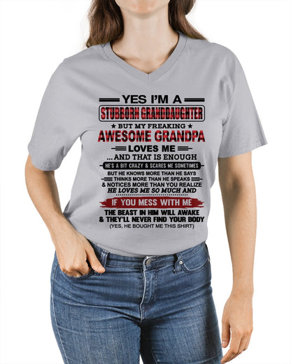 Yes I’m A Stubborn Granddaughter T-Shirt – Birthday Gift From Grandpa / Man - ntnt00 (SKU2607-269-00)