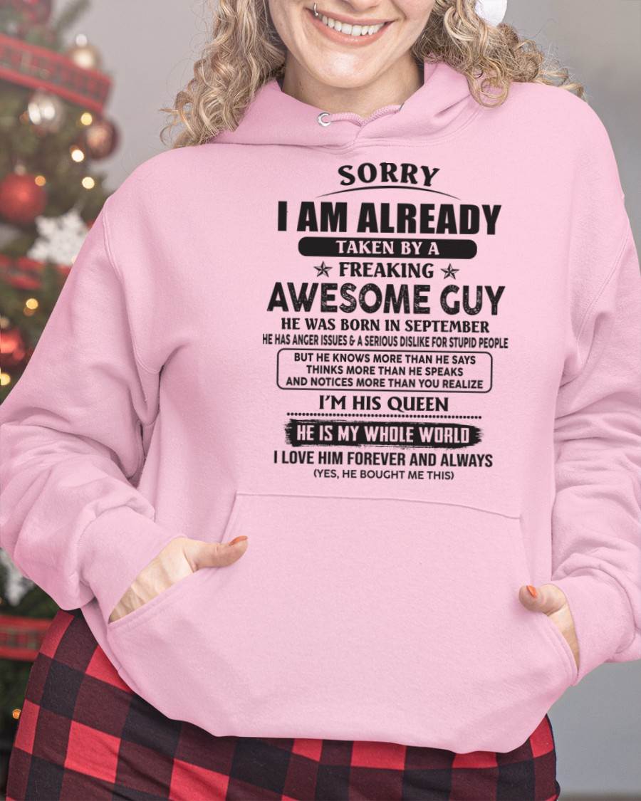 September - Sorry I Am Already Taken By A Freaking Awes Some Guy - Gift For Your Girlfriend, Wife From Husband - ntnt09 (SKU07-177-09)