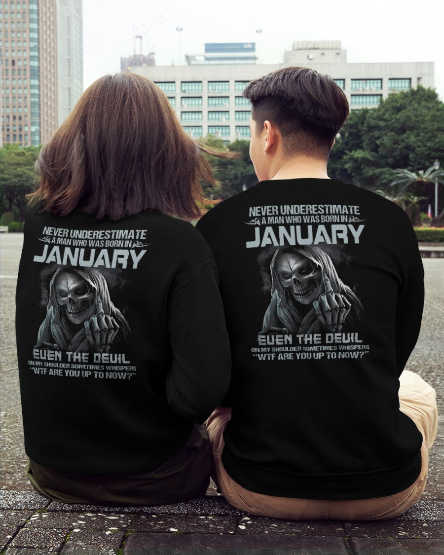JANUARY - NEVER UNDERESTIUNDER A MAN - T-SHIRT FOR MAN - ntnt01 (SKU08-05-01)