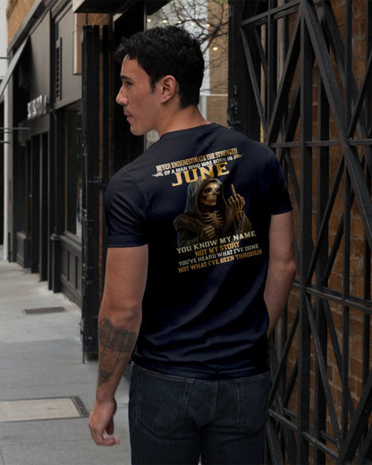 JUNE - NEVER UNDERESTIMATE - BIRTHDAY T-SHIRT FOR MEN - ntnt06 (SKU26T-01-06-06)